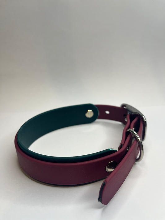 Forest Green & Fine Wine Collar (M 34-42cm)