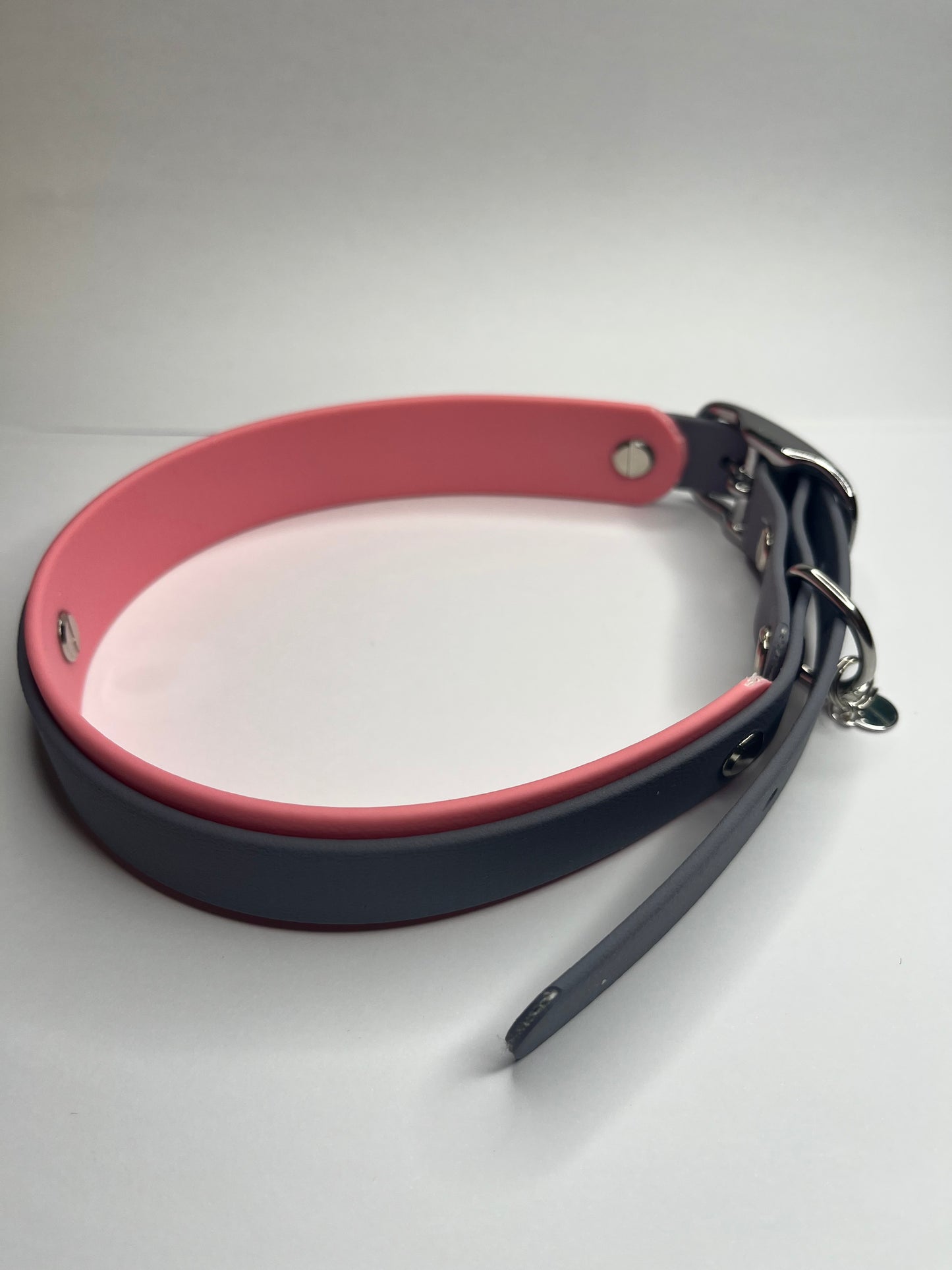 Grey & Pastel Pink Collar (L 40-50cm)