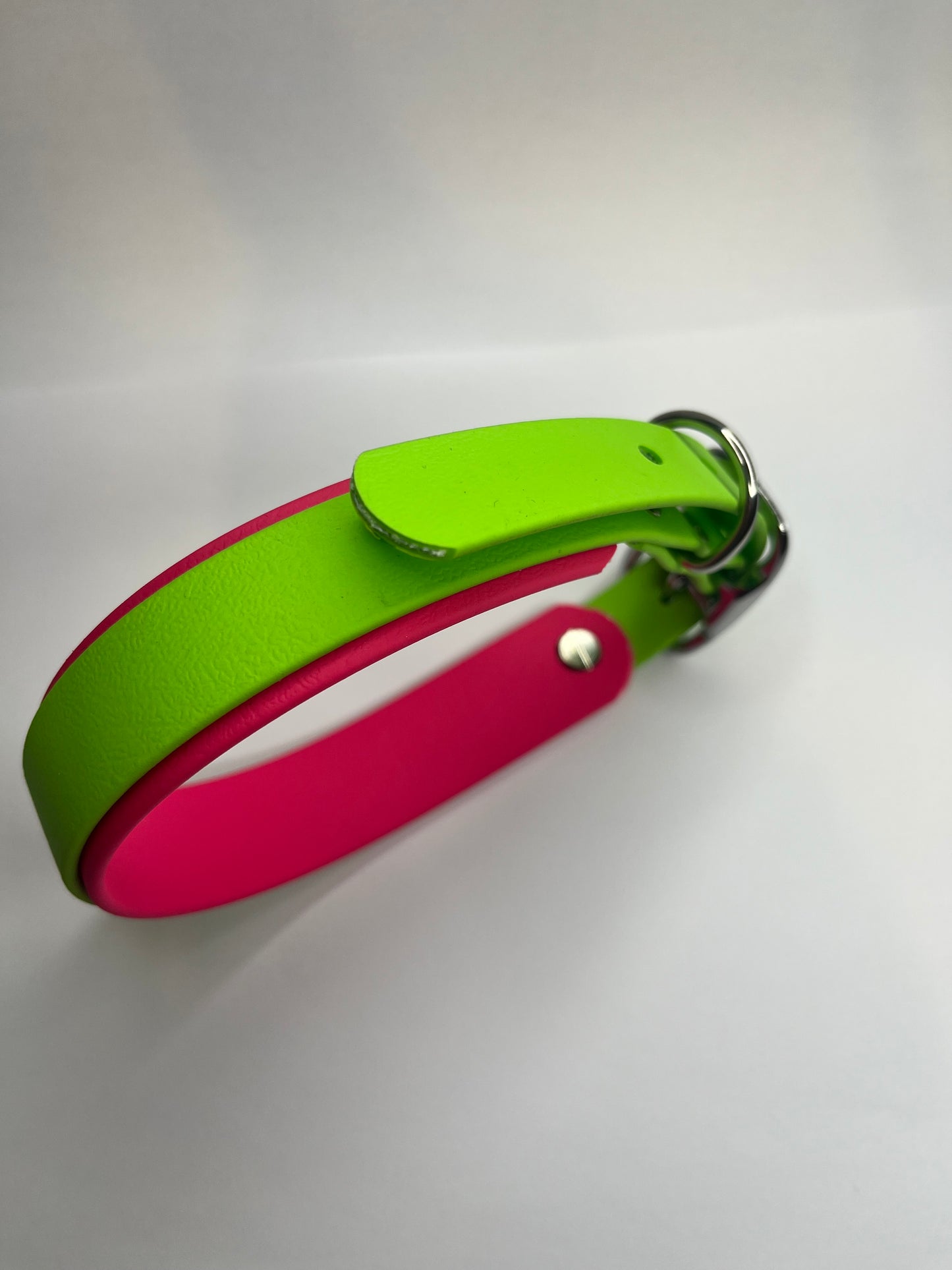 Apple Green & Neon Pink Collar (M 34-42cm)