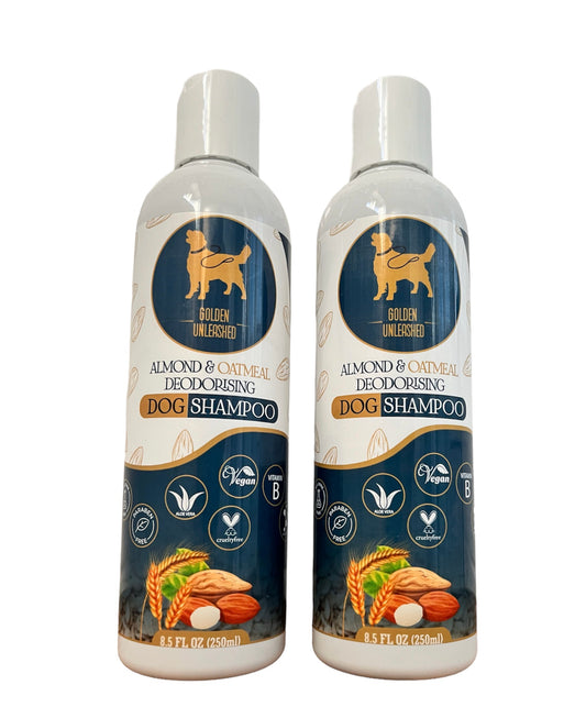 Our bottled Almond and Oatmeal shampoo
