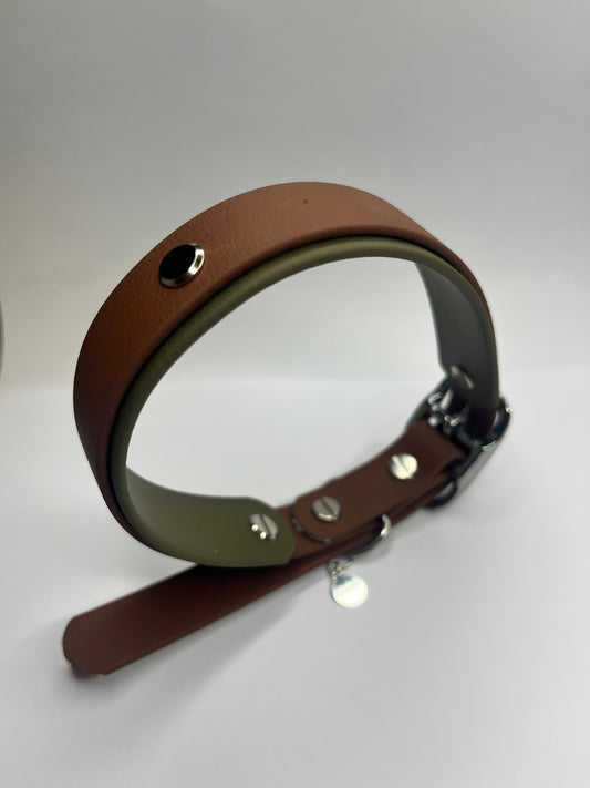 Tan & Olive Green Collar (M 34-42cm)