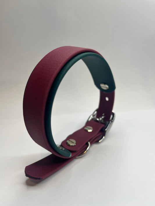 Forest Green & Fine Wine Collar (M 34-42cm)