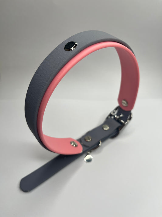 Grey & Pastel Pink Collar (L 40-50cm)